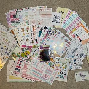 Lot- planner stickers, die cuts, and misc supplies